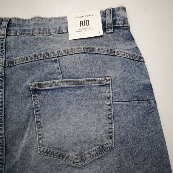 NWT Refuge Denim Rio Ladies Size 15 Mid Rise Push Up Light Wash Stretch Jeans - Picture 12 of 15